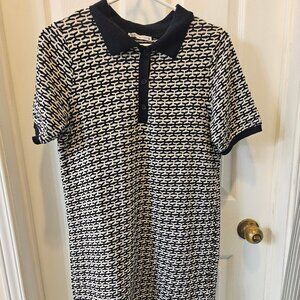 ZARA Blue and White Knit Polo Collar Dress